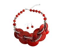 Générique Ensemble collier pendentif coquillage à la mode et boucles d ' oreilles assorties accessoire bohème tendance pour dames tenues de jour comme de nuit chaîne en pierre confortable