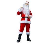 Générique Ensemble Costume De Santa Claus Tenue pour Hommes, DéGuisement De PèRe NoëL avec Capuche Costume NoëL pour Adulte Habit Pere Noel Tenue Hommes CéLéBrations FêTes 5PC Noël
