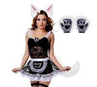 Générique Ensemble Costume Loup Femme | Déguisement Loup Effet Réel Femme Facile à Enfiler | Tenue Halloween Cosplay pour Spectacle Scénique et Animation