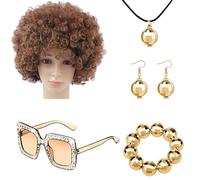 Générique Ensemble d’accessoires disco pour femmes des années 1970, accessoires disco des années 70 | 5 pièces de boule ensemble de costumes 70 - Accessoires boule Lunet