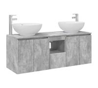 Générique Ensemble d'armoire de Salle de Bain 3 pc Gris béton | Meuble mural, bois aggloméré et acier, tiroirs spacieux, portes pivotantes, 2 forets inclus