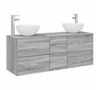 Générique Ensemble d'armoire de Salle de Bain 3 pc Sonoma Gris | Meuble mural, bois d'ingénierie, tiroirs intégrés, trous pré-percés, deux forets inclus, sans trous pré-percés
