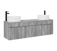 Générique Ensemble d'armoire de Salle de Bain 3 pc Sonoma Gris Mural | Bois d'ingénierie et acier, fixation murale, sans trous pré-percus, forets inclus, usage intérieur