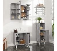 Générique Ensemble d'armoires de Salle de Bain 3 pcs Sonoma Gris,Meubles,Ensembles de Meubles,Ensembles de mobilier pour salles de Bains,Gris,44.42 KG,3187610