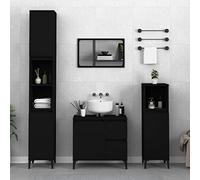 Générique Ensemble d'armoires Salle de Bain 3 pcs Noir Bois d'ingénierie,Ensembles de Ensembles de mobilier pour salles de bains-3185544