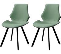Générique Ensemble de 2 chaises de Salle à Manger en Cuir avec Coussins - Chaise de Bureau d'ordinateur avec Support en Fer Noir, Hauteur 45 cm(C)