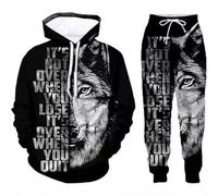 Générique Ensemble de 2 Pièces de Survêtement pour Hommes Animal Ice Wolf 3d Sweat à Capuche Imprimé Et Pantalon de Jogging Ensemble de Vêtements de Sport à Capuche Décontractés