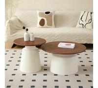 Générique Ensemble de 2 Tables Basses Modernes en Bois, Tables d'appoint Rondes, Table Basse idéale pour Les Petits espaces (Salon, Bureau, etc.), mobilier Robuste et Facile à Monter(Natural)