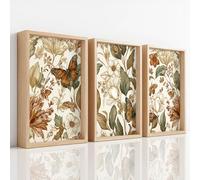 Générique Ensemble de 3 Décorations Murales Rétro Botanique, Impression HD pour Salon Chambre à Coucher, Posters Insecte Papillon Fleur Floral Nature Élégant Sans Cadre, Tableau Mural, 20 x 30 cm