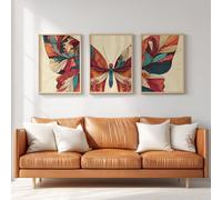 Générique Ensemble de 3 Décorations Murales Rétro Nature, Impression HD pour Salon Chambre à Coucher, Posters Élégant Beige Insecte Papillon Sans Cadre, Tableau Mural, 40 x 60 cm