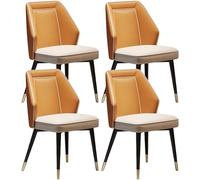 Générique Ensemble de 4 chaises de Cuisine et Salle à Manger West, rembourrées en Cuir, en Acier au Carbone et en métal(Orange)