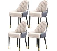 Générique Ensemble de 4 chaises de Salle à Manger et de Cuisine, Pieds en Bois Massif, for Salon, Dossier Haut en Cuir Moderne, Assise Souple(F)
