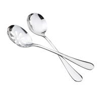 Générique Ensemble de 4 Cuillères en Acier Inoxydable Argentées Cuillères Solides et Passoires, Manches Épaissis, pour Service de Plats Occidentaux en Restauration