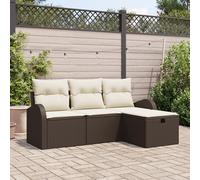 Générique Ensemble de 4 pièces de canapé de Jardin avec Coussins en rotin Poly Marron,Canapés de Jardin,32.8KG-3360379