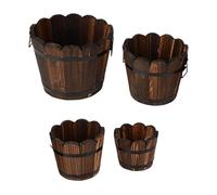 Générique Ensemble de 4 Pots de Fleurs en Bois, Décoration Intérieure et Extérieure, Jardinières Créatives, Bouche Ondulée