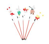 Générique Ensemble de 5 Bâtonnets à Taquiner pour Chats Style Noël Plumage, Jouets Interactifs pour Chat, Accessoires Ludiques et Légers pour Amusement Intérieur