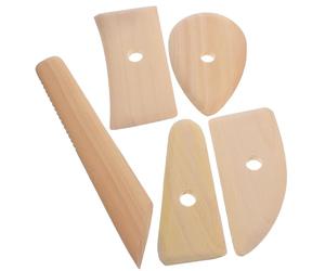 Générique Ensemble de 5 Outils de Sculpture Argile en Bois Différentes Formes de Gravure, Kit Complet pour Modelage et Lissage, Adapté Poterie Loisirs Créatifs