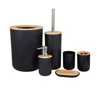 Générique Ensemble de 6 Accessoires de Salle de Bain en Plastique : Porte-Brosse de Toilette, Porte-Brosse à Dents, Porte-Savon, Noir