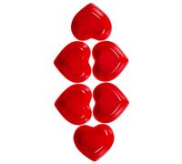 Générique Ensemble de 6 Assiettes Cœur en Céramique Rouge, Plats à Sauce Mignons, Compatibles Micro-ondes et Congélateur, pour Servir Sauces et Bonbons