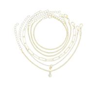 Générique Ensemble de 6 bracelets élégants, chaîne de poignet tendance, chaîne à main empilable pour femmes avec breloque en zircone, pour diverses occasions, usage quotidien
