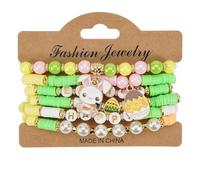 Générique Ensemble de 6 Bracelets en Argile polymère avec Motifs d ' œufs de Lapin, Tenue Confortable et Longue durée d ' Utilisation pour Tous Les âges, de Pâques pour Adulte