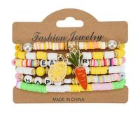 Générique Ensemble de 6 Bracelets en Argile polymère avec Motifs d ' œufs de Lapin, Tenue Confortable et Longue durée d ' Utilisation pour Tous Les âges, de Pâques pour Adulte