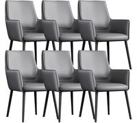 Générique Ensemble de 6 chaises de Salle à Manger, accoudoirs en Cuir, avec Dossier, Pieds en Acier au Carbone, Chaise de comptoir, Salon, réception(Dark Gray)