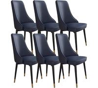 Générique Ensemble de 6 chaises de Salle à Manger en Cuir, for Cuisine, Balcon, canapé, Chaise en Acier au Carbone(Dark Blue,Golden)