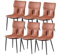 Générique Ensemble de 6 chaises de Salle à Manger en Cuir Microfibre, for Chambre à Coucher, Balcon, canapé, Pieds en Acier au Carbone(Coffee)