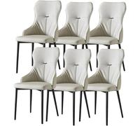Générique Ensemble de 6 chaises de Salle à Manger en Cuir PU, for Cuisine, Salle de Mariage, Balcon, canapé, Pieds en Acier au Carbone, Chaise de Maquillage(Light Grey)