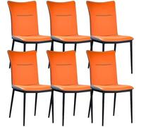 Générique Ensemble de 6 chaises de Salle à Manger for Cuisine, Chambre à Coucher, Balcon, Pieds en Acier au Carbone, Coiffeuse, Chaise de Maquillage(Bright Orange)