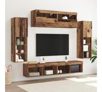Générique Ensemble De 8 Unités Murales TV avec Éclairage LED en Bois Ancien en Bois D'ingénierie,Meubles TV,90.33KG-3334380
