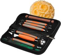 Générique Ensemble de 9 outils de sculpture alimentaire outils d épluchage coupe et garnissage avec sac de rangement pour légumes fruits et glace(Orange)