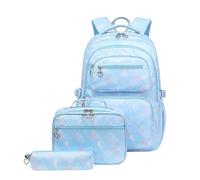Générique Ensemble de à Dos Scolaires pour Filles Lot de Trois Cartables Imprimés Grande Capacité Compagnons de et Études Quotidiennes avec Tissu Imperméable Résistant (Blue, One Size)