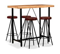 Générique Ensemble de Bar 5 pcs Bois d'acacia Massif et Cuir véritable,Meubles,Ensembles de Meubles,Meubles de Salle à Manger,Brun,40.64 KG,275130