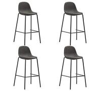 Générique Ensemble De Bar 5 Pcs Gris Foncé | Table MDF, Cadre Acier, 4 Chaises Dossier Courbé, 110 kg Par Siège, Moderne