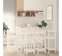 Générique Ensemble de Bar 9 pcs Blanc Bois de pin Massif,Ensembles de Meubles de Salle à manger-3124723