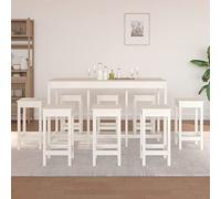 Générique Ensemble de Bar 9 pcs Blanc Bois de pin Massif,Ensembles de Meubles de Salle à manger-3124718