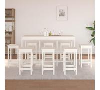 Générique Ensemble de Bar 9 pcs Blanc Bois de pin Massif,Meubles, Ensembles de Meubles, Meubles de Salle à Manger, Blanc (Poids 75.08KG)