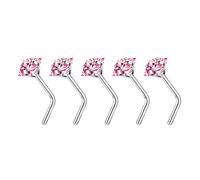Générique Ensemble de bijoux de nez en alliage robuste à la mode, 5 pièces en forme de L et cerceau avec embellissements CZ, accessoire de bijoux, épingle de nez en CZ