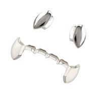 Générique Ensemble de bijoux Fang incrustés gauche droite Interchangeables, accessoires de perçage corporel en cuivre, bijoux Fang de Vampire légers