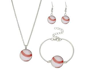 Générique Ensemble de bijoux sportifs 3 pièces avec breloque boule pour femmes, boucles d ' oreilles tendance, collier et, accessoires en alliage de zinc, accessoires de sport de mode