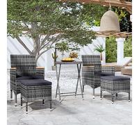 Générique Ensemble de Bistro Jardin 5pcs Résine tressée Verre trempé Gris,Meubles, Mobilier de Jardin, Salons de Jardin, Gris (Poids 30KG)