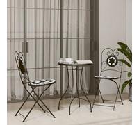 Générique Ensemble de Bistro mosaïque Noir et Blanc Fer et céramique,Mobilier de Jardin,Salons de jardin-3216354