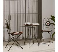Générique Ensemble de Bistro mosaïque Terre Cuite Blanc Fer et céramique,Mobilier de Jardin,Salons de jardin-3216355