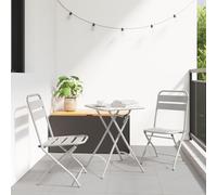 Générique Ensemble de Bistro Pliable 3 Pièces Beige en Acier,Salons de Jardin,17.6KG-42002953