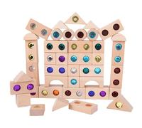 Générique Ensemble de Blocs en Bois - Bois Acrylique, Jouet empilable 50 pièces | Jouets éducatifs en Bois, Blocs de Construction en Acrylique translucide pour garçons Filles développement co