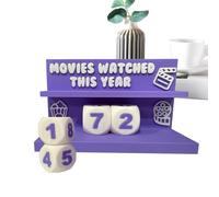 Générique Ensemble de Blocs Suiveur de Films - avec Blocs Décoratifs et Compteur,Décor d'Étagère Compteur de Cinéma Annuel - pour Cinéphiles Bureau Salon Chambre