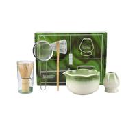 Générique Ensemble de bols à Matcha 5 pièces, support fouet (Chasen), tamis, cuillère thé(5pcs Gradient Green)