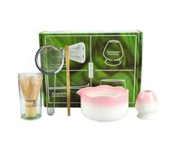 Générique Ensemble de bols à Matcha 5 pièces, support fouet (Chasen), tamis, cuillère thé(5pcs Pink)
